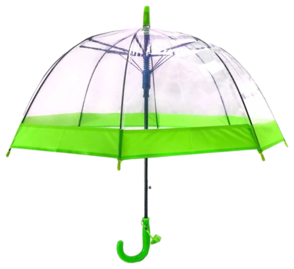 Зонт - трость прозрачный/ Детский зонтик от дождя GALAXY полуавтомат складной арт. С-528 зелёный