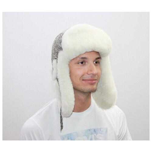 фото Шапка ушанка ушанка меховая, размер 64 - 65, белый мария