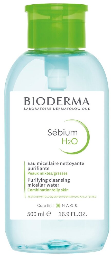 Вода мицеллярная Bioderma Sebium флакон помпа, 500 мл