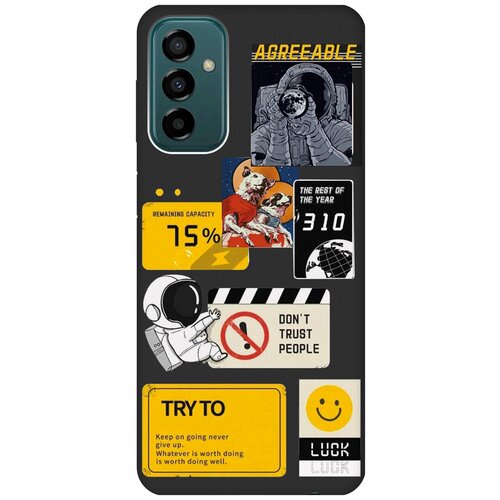 Матовый чехол Space Stickers для Samsung Galaxy M23 5G / Самсунг М23 5г с 3D эффектом черный матовый чехол beatles stickers для samsung galaxy m23 5g самсунг м23 5г с 3d эффектом черный