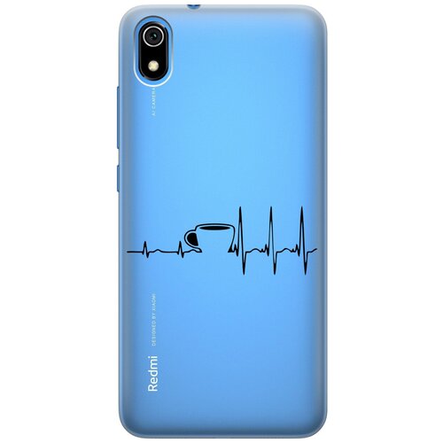 Силиконовый чехол с принтом Coffee Cardiogram для Xiaomi Redmi 7A / Сяоми Редми 7А силиконовый чехол на xiaomi redmi 7a сяоми редми 7а с 3d принтом chick with knife прозрачный