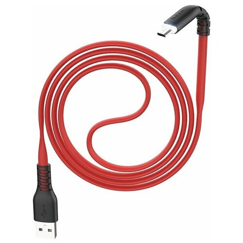 Кабель USB - микро USB HOCO X44 Soft, 1.0м, плоский, 2.4A, силикон, с индикатором, цвет: красный дата кабель usams sj432 usb micro usb с индикатором 1 м силиконовый ассортимент