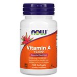 Now Foods, Vitamin A, витамин A, 10 000 МЕ, 100 мягких таблеток - изображение