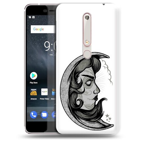 Чехол задняя-панель-накладка-бампер MyPads черно белая луна с лицом для Nokia 6 (2018)/Nokia 6.1 противоударный чехол задняя панель накладка бампер mypads черно белая луна с лицом для nokia 7 2 nokia 6 2 противоударный