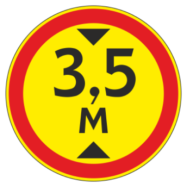Дорожный знак 3.13 "Ограничение высоты 3,5м", типоразмер 3 (D700) световозвращающая пленка класс Ia (круг) (временный)