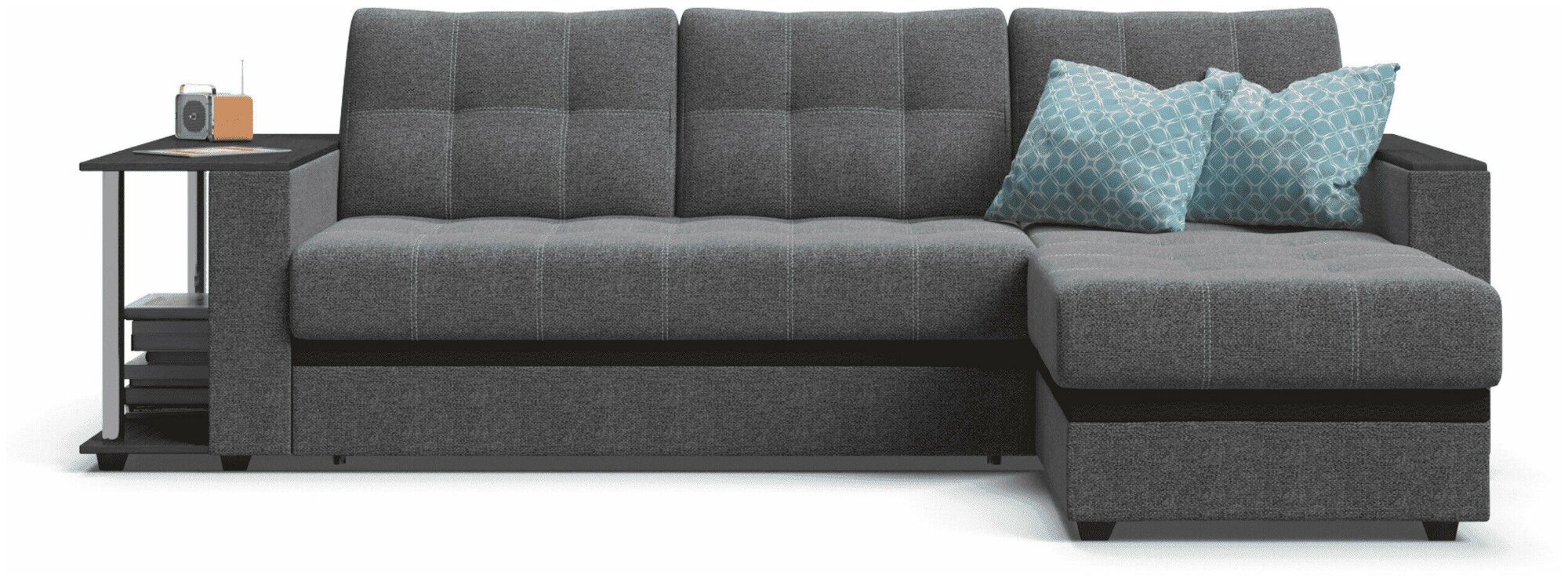 Угловой диван Много мебели Атланта НПБ рогожка Malmo серый
