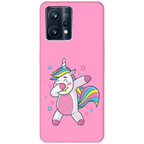 Матовый чехол Unicorn Dab для Realme 9 Pro+ / Рилми 9 Про+ с 3D эффектом розовый силиконовый чехол с принтом unicorn dab для realme 9 pro рилми 9 про