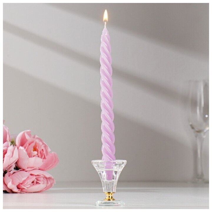 фото Набор свечей витых, 2,3х 24,5 см, 5 ч, 50 г, 4 штуки, сиреневый