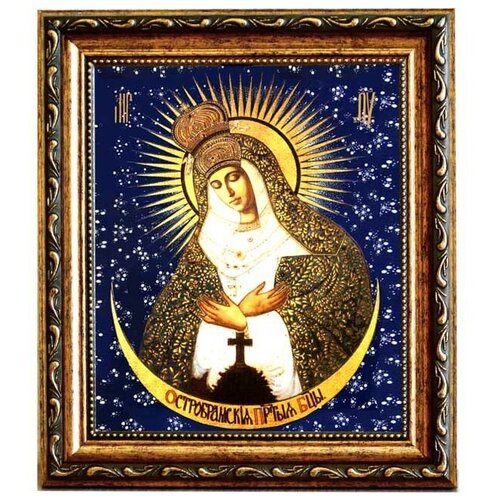 Остробрамская икона Божьей матери на холсте. остробрамская икона божьей матери на липовой доске