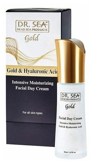 Интенсивный увлажняющий дневной крем для лица с золотом и гиалуроновой кислотой, 50 мл/ Intensive Moisturizing Facial Day Cream With Gold And Hyaluronic Acid, Dr.Sea (Доктор Си)