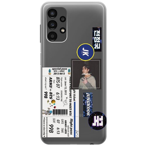 Силиконовый чехол с принтом BTS Stickers для Samsung Galaxy A13 4G / Самсунг А13 4Г силиконовый чехол бабочки на samsung galaxy a13 4g самсунг а13 4г с эффектом блика