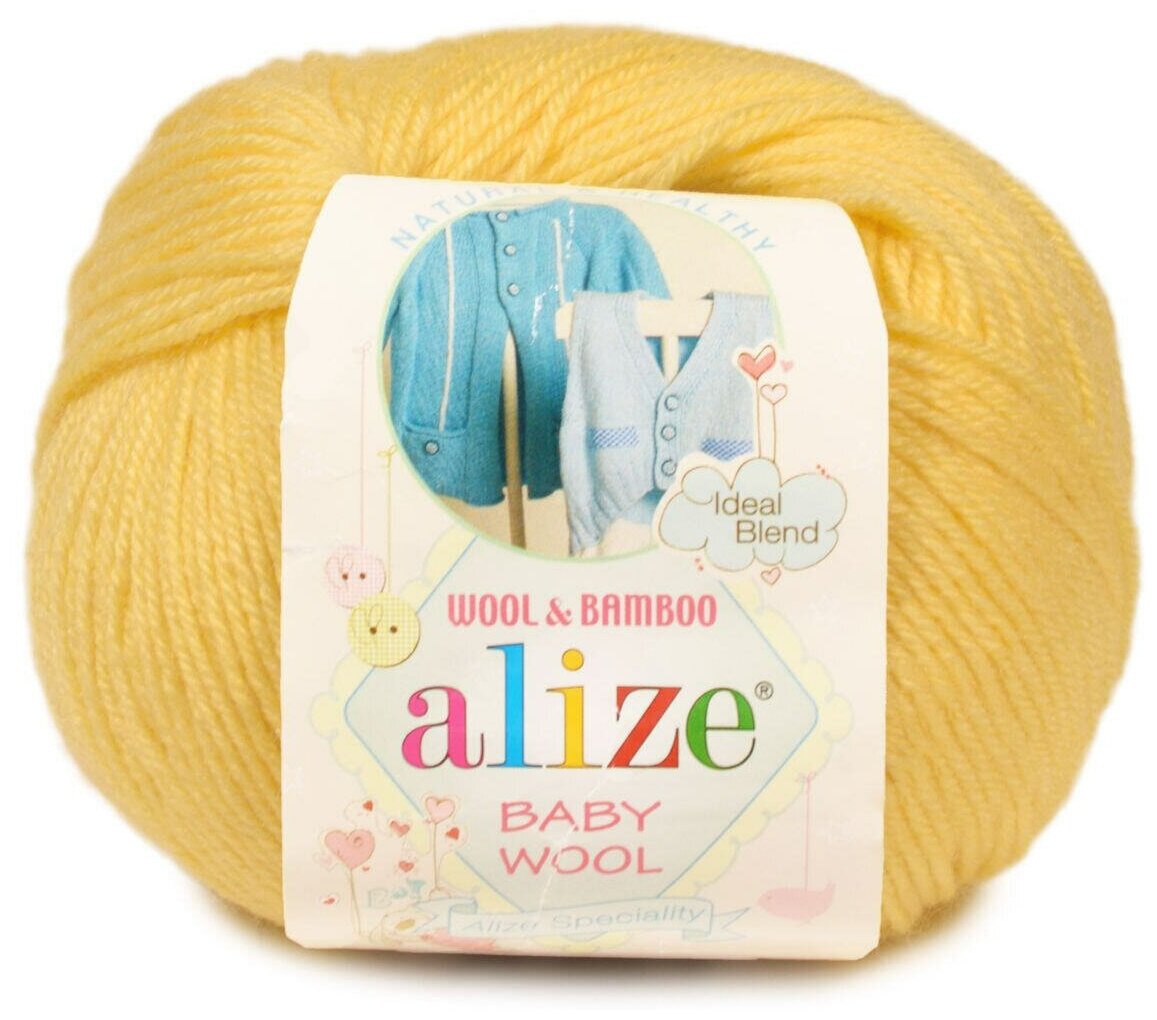 Пряжа Alize Baby Wool лимонный(187), 40%шерсть/20%бамбук/40%акрил, 175м, 50г, 3шт