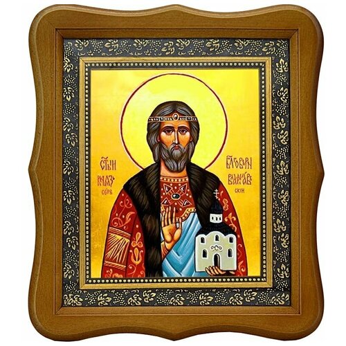 Владислав Сербский Святой Князь. Икона на холсте.