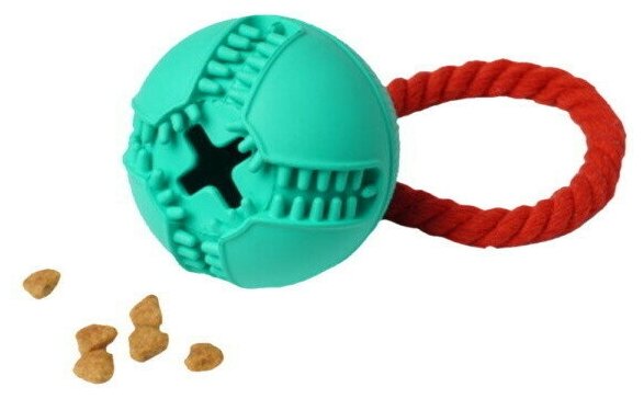 HOMEPET SILVER SERIES Ф 7,6 см х 8,2 см игрушка для собак мяч с канатом с отверстием для лакомств би, шт