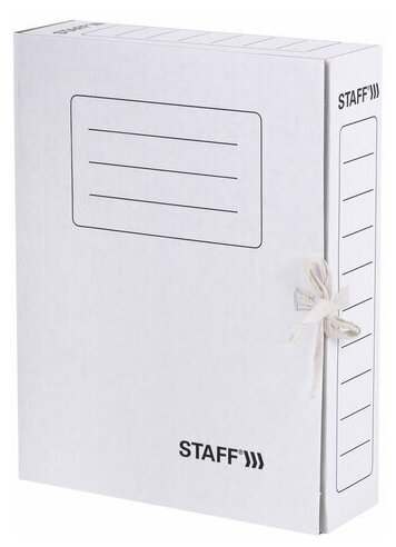Папка архивная с завязками А4 (325х250 мм) 75 мм до 700 листов микрогофрокартон БЕЛАЯ STAFF, 10 шт