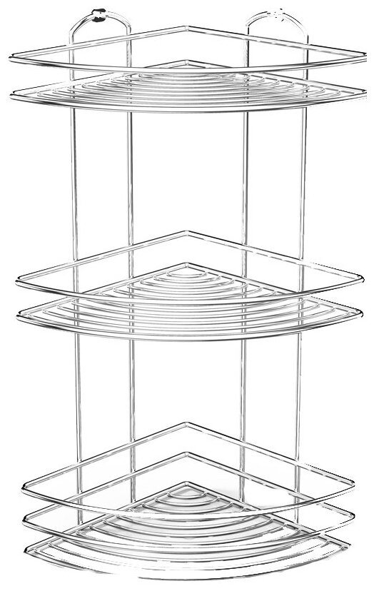 Полка для ванной комнаты угловая BK023 3 яруса 20*20*46 хром