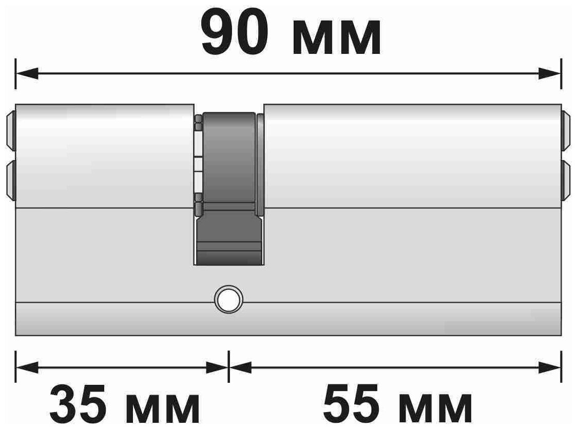 Цилиндровый механизм (личинка замка) Vantage Z 90(35x55) CP к/к - фотография № 3