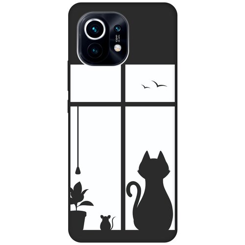 Матовый чехол Cat and Mouse для Xiaomi Mi 11 / Сяоми Ми 11 с 3D эффектом черный матовый чехол cat and mouse для realme 11 рилми 11 с 3d эффектом черный