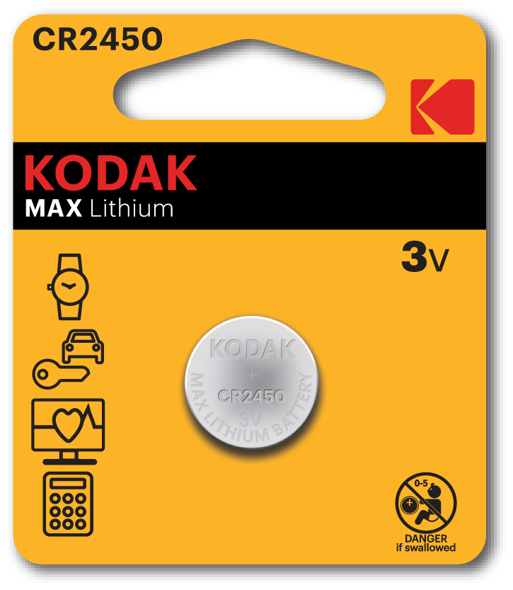 Батарейка литиевая Kodak Max CR2450-1BL 3В блистер 1 шт.