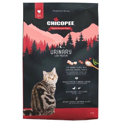 Сухой корм для кошек Chicopee Holistic Nature Line Urinary, профилактика МКБ 8 кг clan vet urinary для взрослых кошек при мочекаменной болезни 240 гр 240 гр х 12 шт