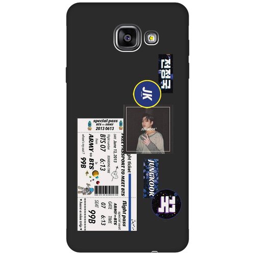 Матовый чехол BTS Stickers для Samsung Galaxy A7 (2016) / Самсунг А7 2016 с 3D эффектом черный матовый чехол magic paint w для samsung galaxy a7 2016 самсунг а7 2016 с 3d эффектом черный