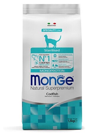 Monge Cat Monoprotein Sterilised Merluzzo корм для стерилизованных кошек с треской 1,5 кг - фотография № 14