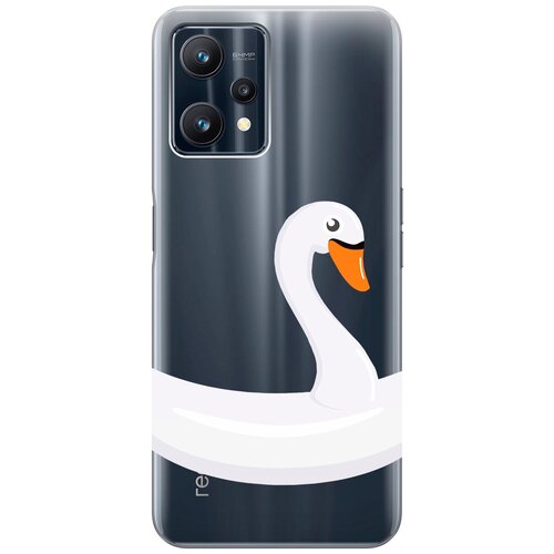 Силиконовый чехол на Realme 9 Pro, Рилми 9 Про с 3D принтом Swan Swim Ring прозрачный