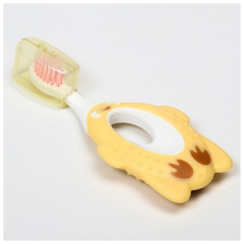 Купить Детская зубная щетка, нейлон, с ограничителем, цвет желтый./В упаковке шт: 1, Крошка Я