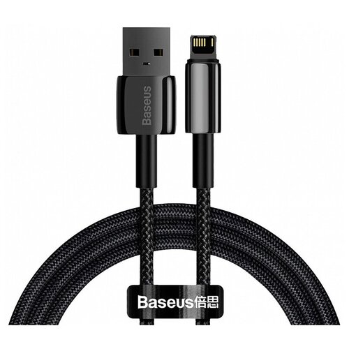 Кабель для USB BASEUS Tungsten Gold Fast Charging, USB - Lightning, 2.4А, 2 м, черный кабель baseus tungsten gold fast charging data cable usb to ip 2 4a 2m black