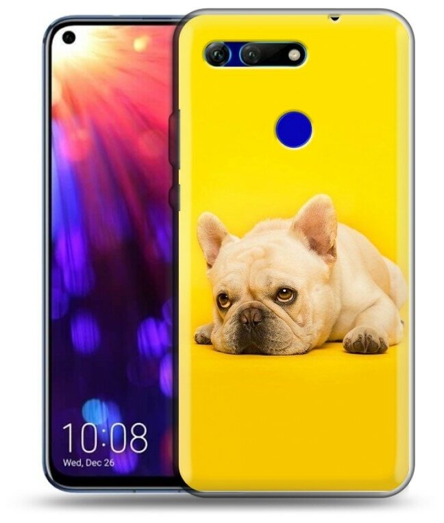 Дизайнерский силиконовый чехол для Хонор Вью 20 / Huawei Honor View 20 Собака бульдог