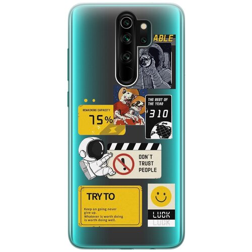 Силиконовый чехол с принтом Space Stickers для Xiaomi Redmi Note 8 Pro / Сяоми Редми Ноут 8 Про силиконовый чехол на xiaomi redmi note 10 pro сяоми редми ноут 10 про с 3d принтом beatles stickers прозрачный