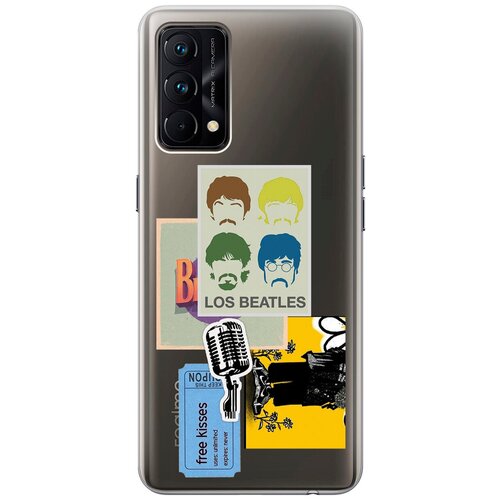 Силиконовый чехол на Realme GT Master Edition, Рилми ГТ Мастер Едишн с 3D принтом Beatles Stickers прозрачный матовый чехол beatles stickers для realme gt 2 pro рилми гт 2 про с 3d эффектом черный