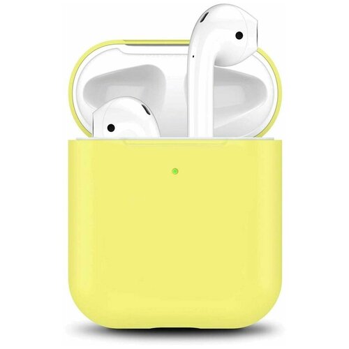 Чехол силиконовый Brosco для Apple AirPods 2 желтый