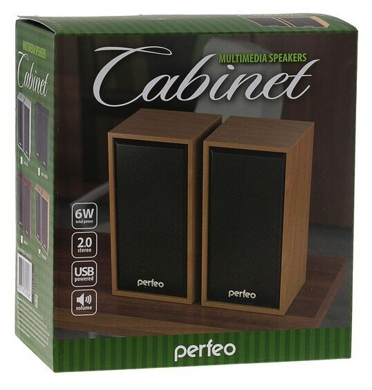 Компьютерные колонки 2.0 Perfeo CABINET PF-84, 2х3 Вт, USB, дерево