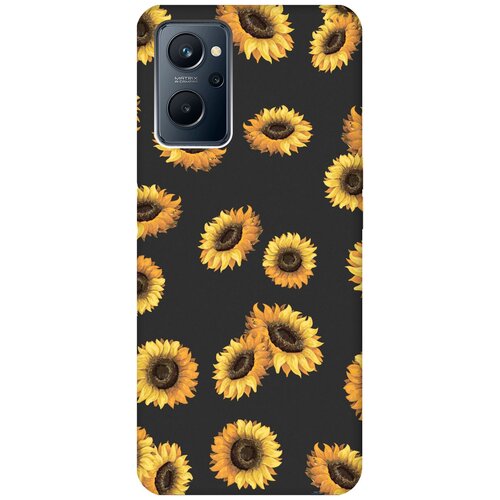 Матовый чехол Sunflowers для Realme 9i / Рилми 9и с 3D эффектом черный матовый чехол no time to die для realme 9i рилми 9и с 3d эффектом черный