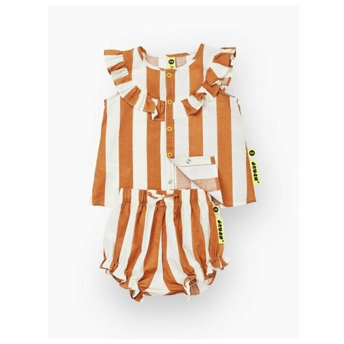 фото Комплект одежды happy baby, размер 62-68, коричневый, белый