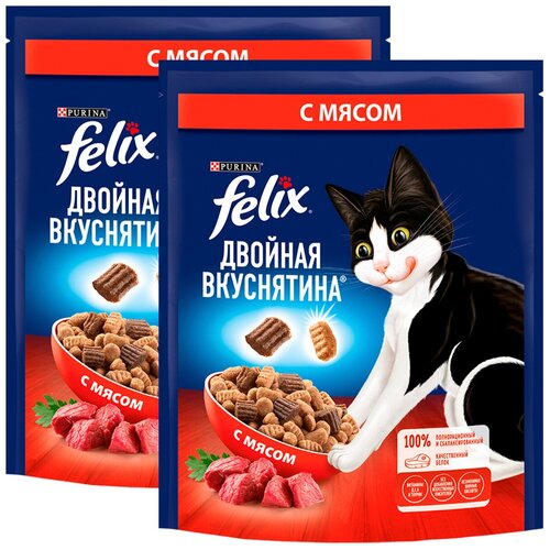 FELIX двойная вкуснятина для взрослых кошек с мясом (0,2 + 0,2 кг)