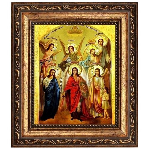 Собор семи Святых Архангелов Божьих. Икона на холсте. небесные селёдочки