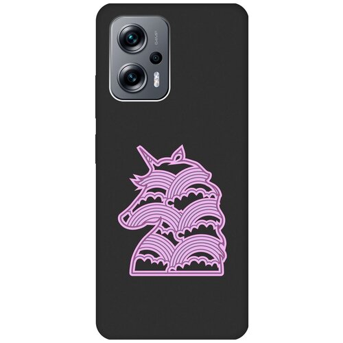 Матовый чехол Rainbow Unicorn для Poco X4 GT / Xiaomi Redmi Note 11T Pro / 11T Pro+ / Поко Х4 ГТ / Сяоми Редми Ноут 11Т с 3D эффектом черный матовый чехол rainbow unicorn для poco x4 gt xiaomi redmi note 11t pro 11t pro поко х4 гт сяоми редми ноут 11т с 3d эффектом черный