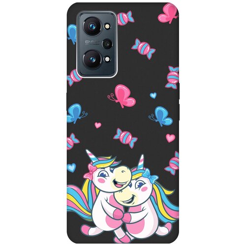 Матовый чехол Unicorns and Candies для Realme GT Neo 2 / Рилми ГТ Нео 2 с 3D эффектом черный матовый чехол no time to die для realme gt neo 2 рилми гт нео 2 с 3d эффектом черный