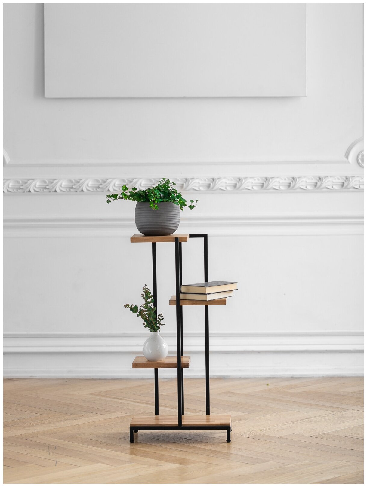 Стеллаж-подставка под кашпо, черный, 400х230х800, Loft 5