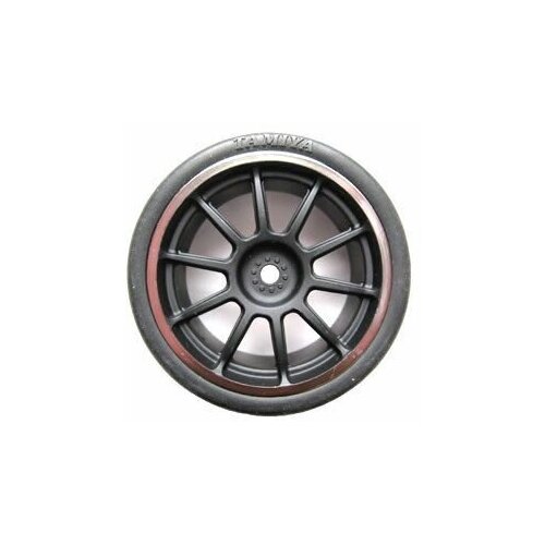 Tamiya 10 Spoke Wheels 24mm Black/Chrome TAM84245