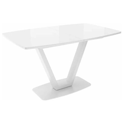 Стол раздвижной Лотус, белый, закаленное стекло + лдсп