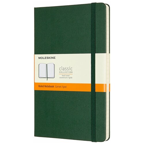 Записная книжка Moleskine Classic (в линейку), Large (13х21 см), тёмно-зелёный блокнот moleskine classic medium 115х180 240 листов qp052f2 красный