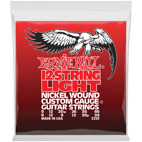 ERNIE BALL 2233 Nickel Wound Light 9-46 Струны для 12 струнной электрогитары средство для ухода ernie ball wonder wipes string cleaner p04277 розовый черный 6 шт