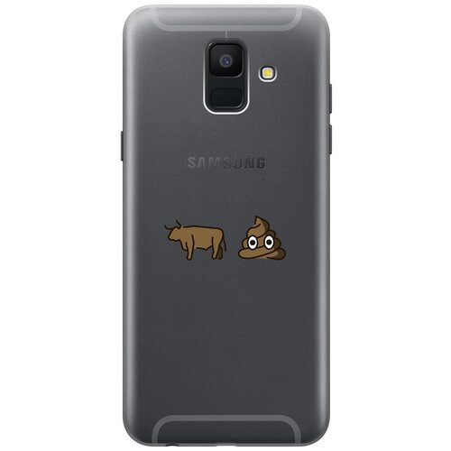 Силиконовый чехол с принтом Bull Shit для Samsung Galaxy A6 (2018) / Самсунг А6 2018 матовый soft touch силиконовый чехол на samsung galaxy a6 2018 самсунг а6 2018 с 3d принтом grand bull черный