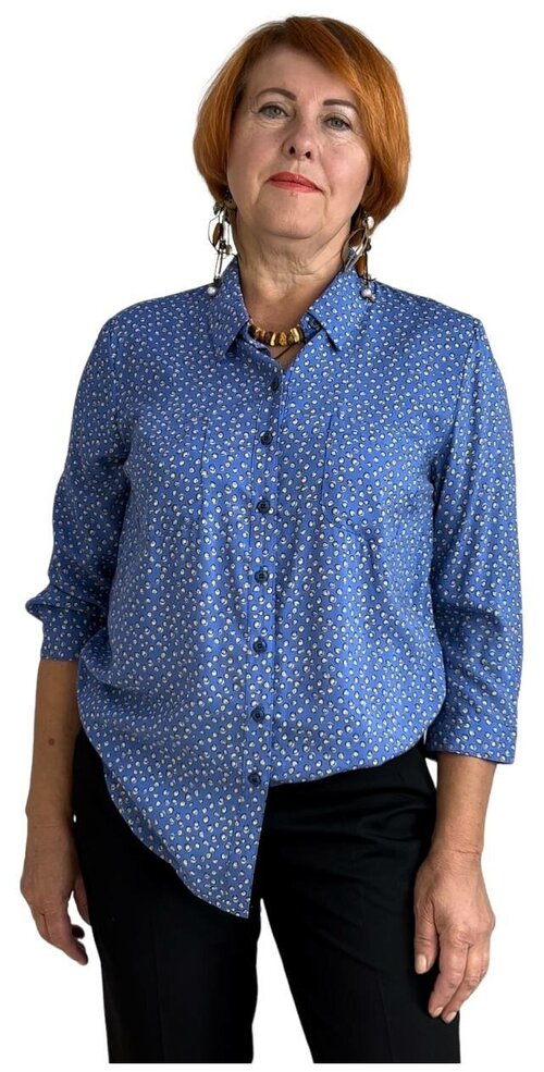 Рубашка  Gertie, повседневный стиль, прямой силуэт, длинный рукав, трикотажная, размер 50, синий