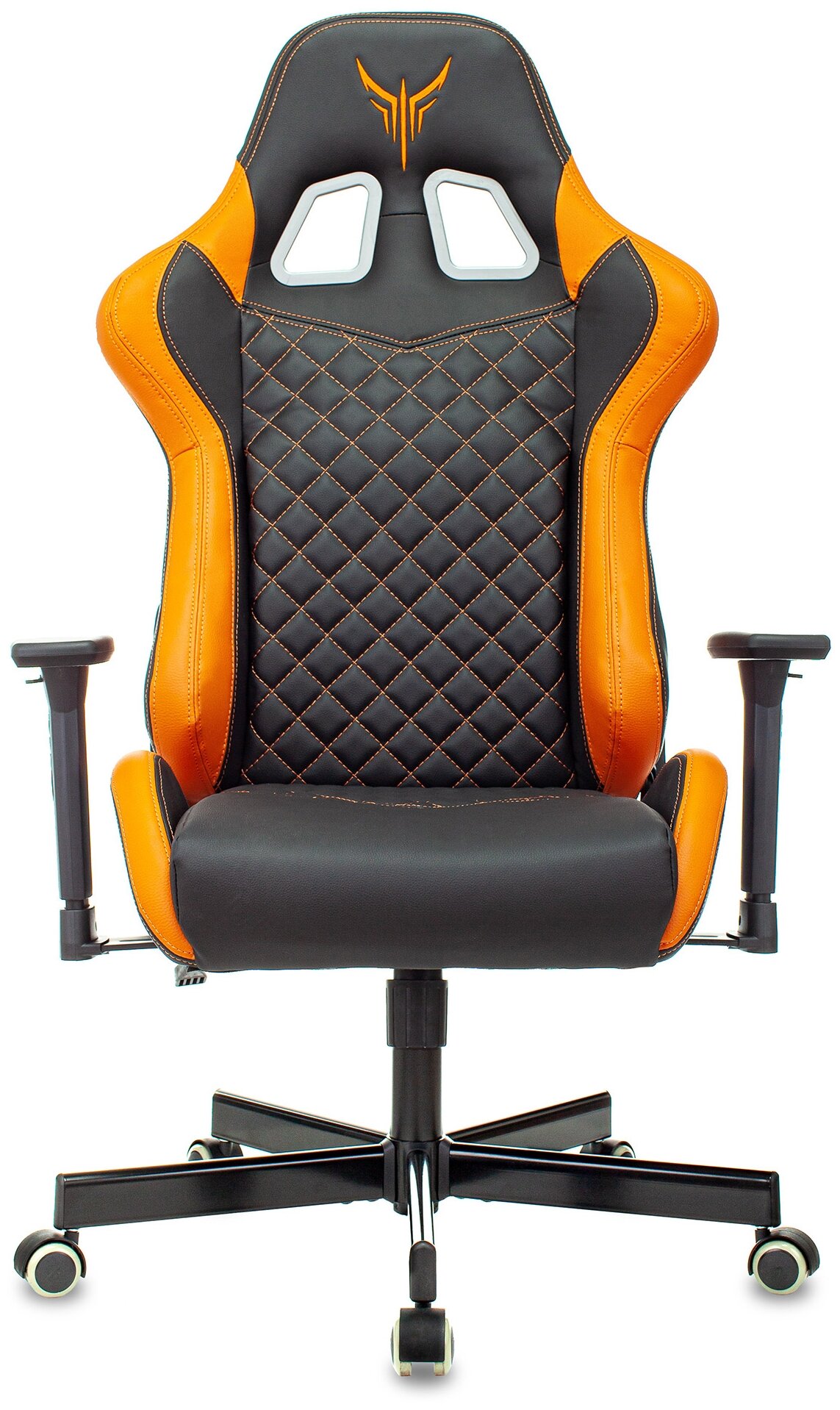 Кресло игровое Knight ARMOR черный/оранжевый ромбик эко.кожа с подголов. крестов. металл - фотография № 12