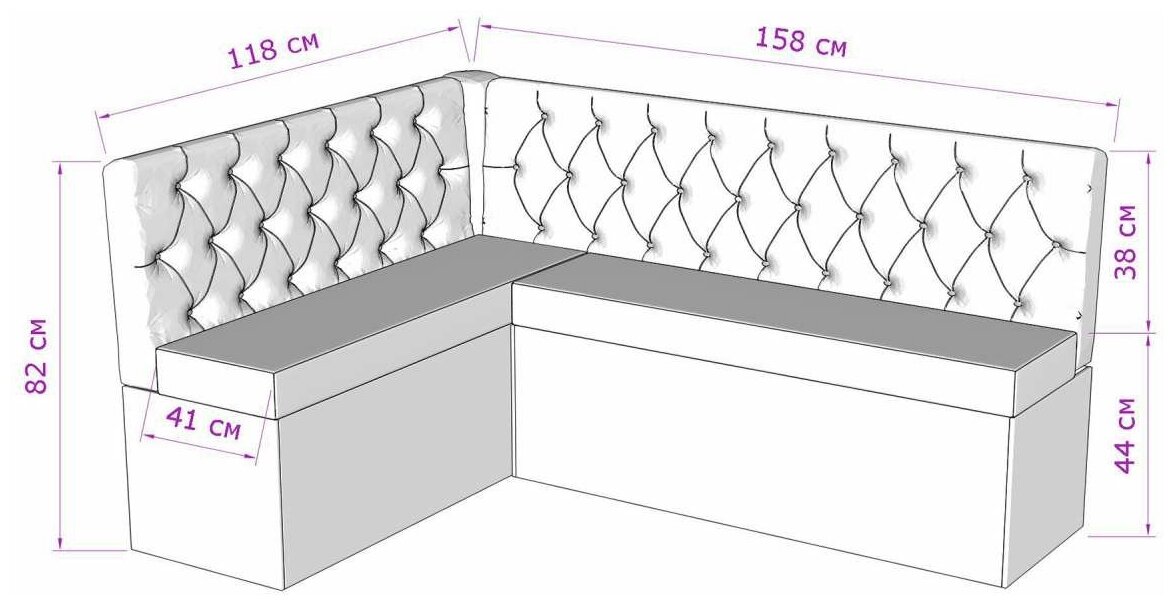 Кухонный диван угловой Венеция лофт 158х118х82 белый - фотография № 3