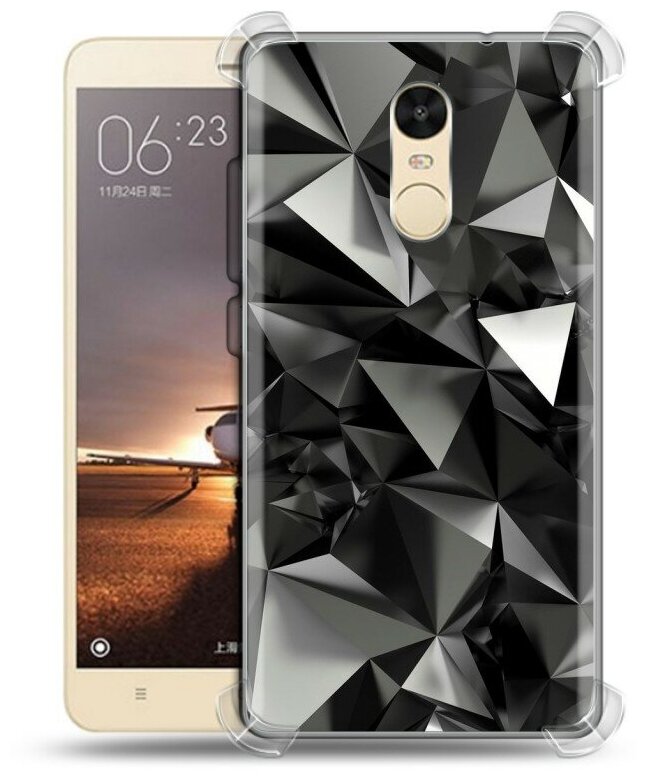 Дизайнерский силиконовый с усиленными углами чехол для Редми Нот 4X / Xiaomi RedMi Note 4X Черные кристаллы